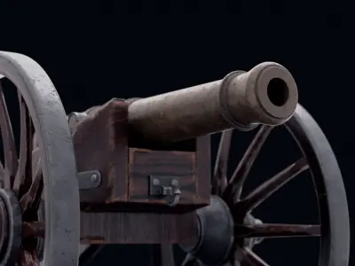 Old realistic cannon Low-poly 3D model