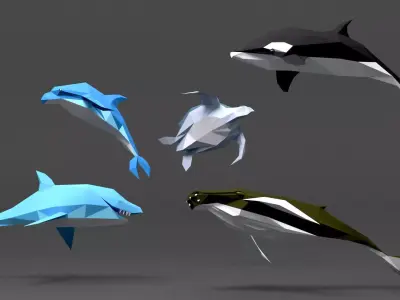 Low poly sea Low-poly 3D model