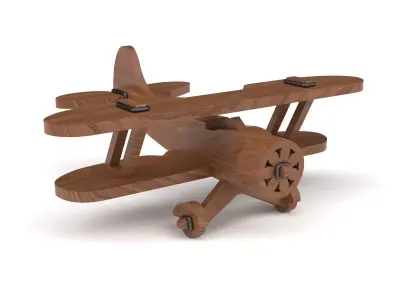Wooden toy biplane 09 3D model