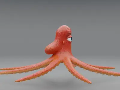 3D Octopus Cartoon Character 3D model