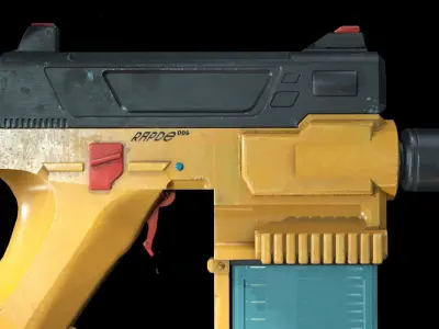 Futuristic industrial gun Low-poly 3D model