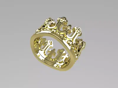 Crown Ring 3D print model 7