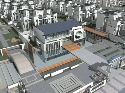 Villa residential complex in india 3D model