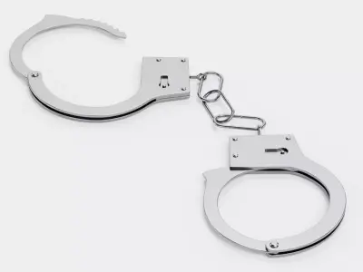 Handcuffs - Realistic Metal Restraint with Chain 3D model