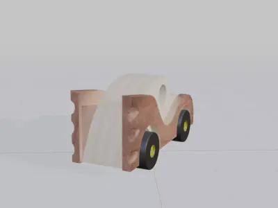 wooden toy car Low-poly 3D model