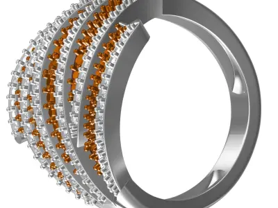 Antique Brown and White Diamond Ring 3D print model