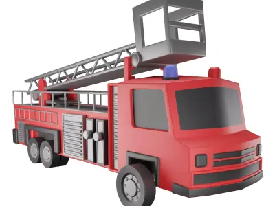 Fire Truck Low-poly 3D model