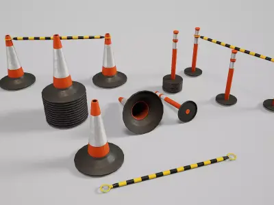 Traffic Cones  Low-poly 3D model