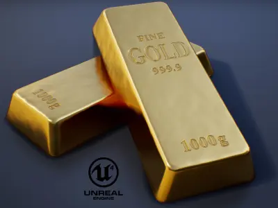 Gold Bullion PBR Game-Ready Low-poly 3D model