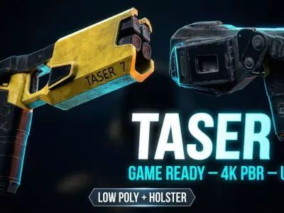 Taser 7 3D Model with Holster Game Ready Low Poly 4K PBR UDIM  Low-poly 3D model