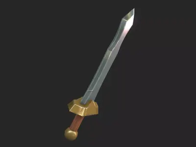 Stylized Golden Sword Low-poly 3D model
