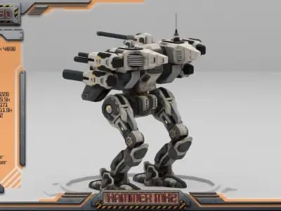 Hammer MK2 BattleMech Low-poly 3D model