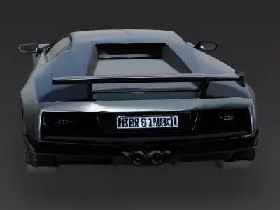 Realistic Stealth Carbon-Fiber Supercar 3D Model Low-poly 3D model
