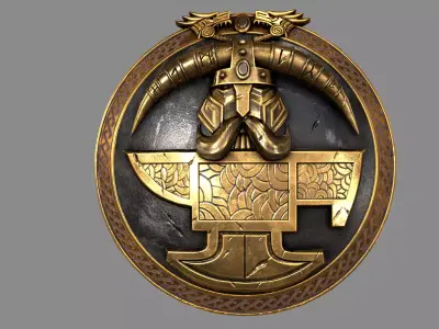 shield golden Low-poly 3D model
