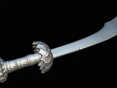 Damascus Scimitar - Game Ready Low-poly 3D model