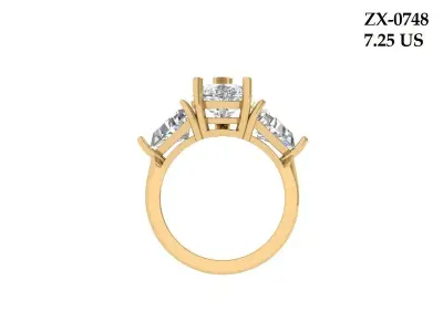 Pear 3 Stone Bridal Ring 3D print model buy
