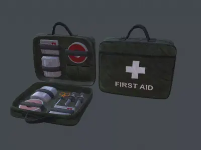 Military First Aid Kit Bag Low-poly 3D model purchase