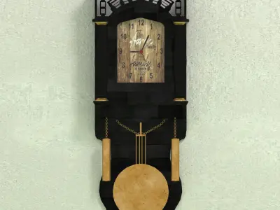 Black Pendulum Wall Clock 3D model Low-poly 3D model