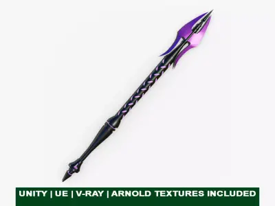 Fantasy Spear 02 Glow Weapon With PBR Low-poly 3D model