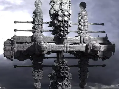 Alien Mayan satellite severance ship 2 designs 3D model