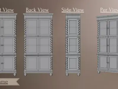 Book Shelf - Antique Book Shelf 3D Lowpoly model Low-poly 3D model