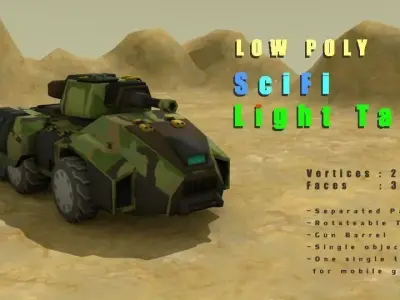 Low Poly Sci Fi Light Tank Low-poly 3D model