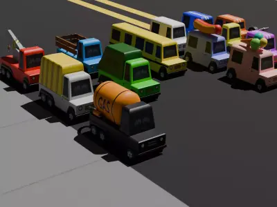 Stylized Cars pack Low-poly 3D model
