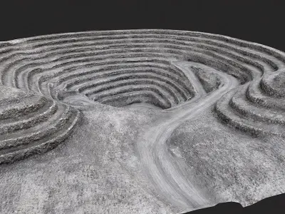 Open Pit Mine Quarry Low-poly 3D model