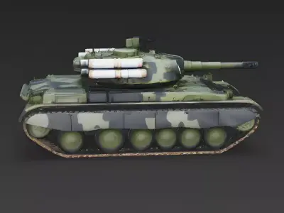 Modern Forest Camo Battle Tank 3D Model Low-poly 3D model