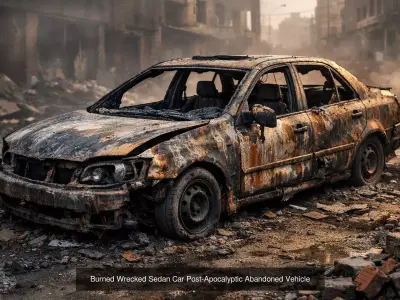 Post Apocalyptic Wrecked Vehicles Pack Low Poly Game Ready PBR