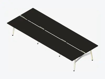Desk - Timberline - Workstation - Dbl - Side - 6 - Person - Low Low-poly 3D model