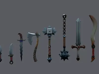 Stylized RPG Weapons PACK 1 Low-poly 3D model