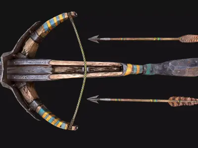 Medieval Crossbow and Arrow Bolt Weapon   Low-poly 3D model