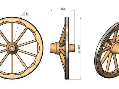 Wooden wheel Free 3D model