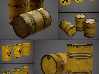 Radioactive Waste Barrel 9 Texture Variations 3D model