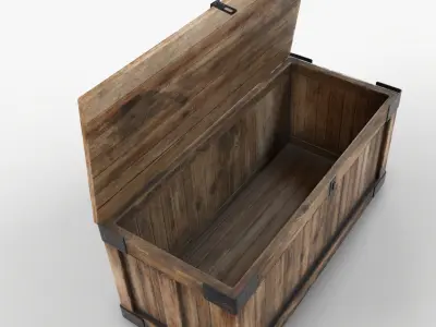 Wooden Retro Crate Game Ready PBR Textures Low Poly Low-poly 3D model