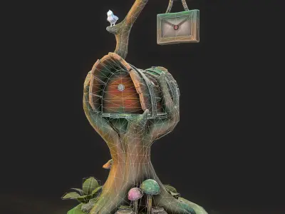 Stylized Mailbox Low-poly 3D model