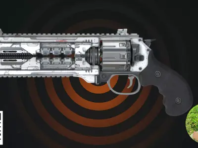 Cyberpunk Energy Revolver White Edition 3D model