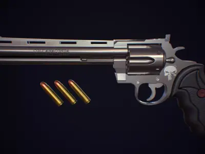 Colt Revolver Low-poly 3D model
