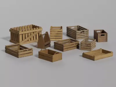 Wooden Crate Small Pack 2 PBR 10 Low-poly 3D model