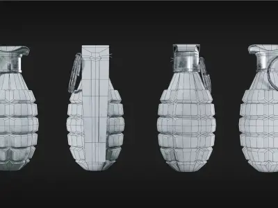 MK2 Grenade game asset Low-poly 3D model