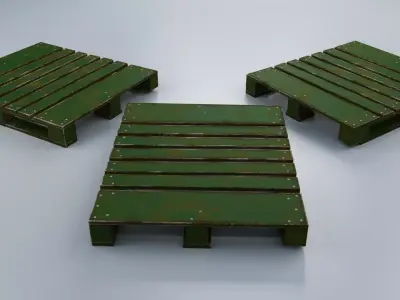 3 Old Wooden Stand 3D Model Pack