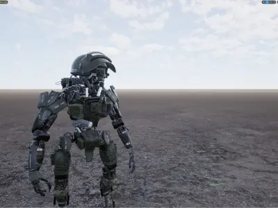 Robot Droid Soldier - UE4 Skeleton Free 3D model