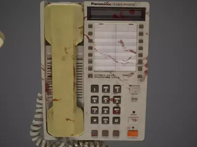 Retro Vintage Landline TelePhone  - Matsushita Panasonic Low-poly 3D model