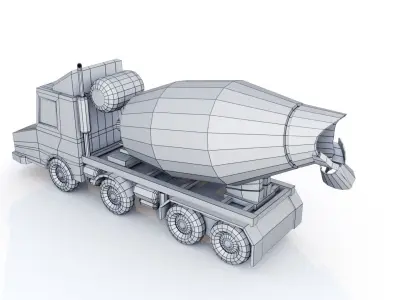 Cement Truck Low-poly 3D model