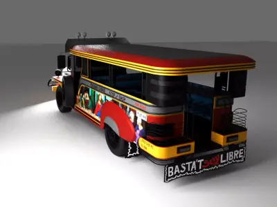 Jeepney 3D Model  Traditional Philippine Public Transport Low-poly 3D model