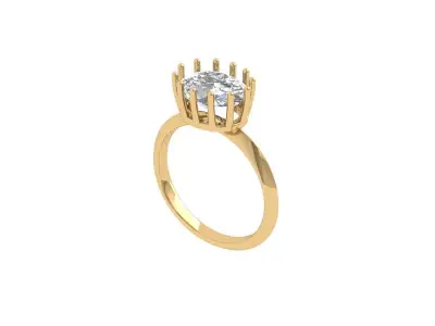 Oval Solitaire Ring 3D print model 19