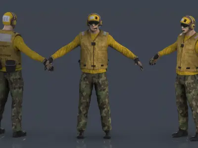 US NAVY Flight Deck Crew Low-poly 3D model