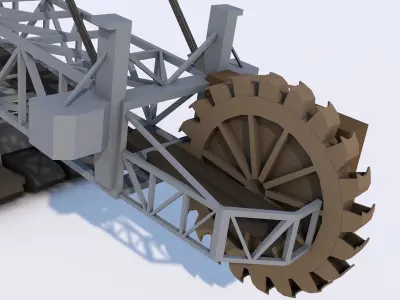 Mining Multi Bucket Wheel Excavator  Low-poly 3D model