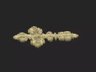 pattern cross Jesus church pray ornate wall floral symbol  3D print model